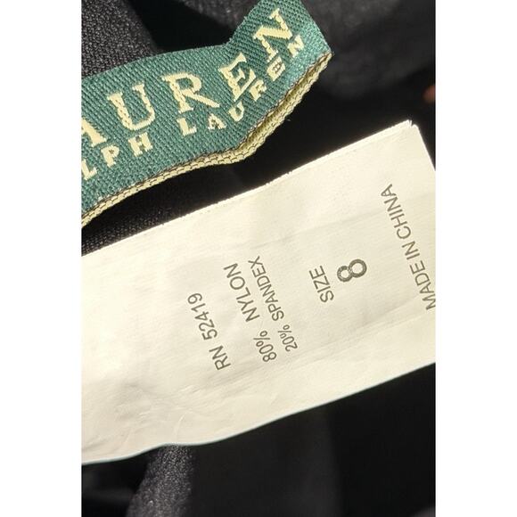 NWT Lauren Ralph Lauren One Piece Halter Swimsuit Sz 8 Black With Gold Studded - Picture 3 of 3